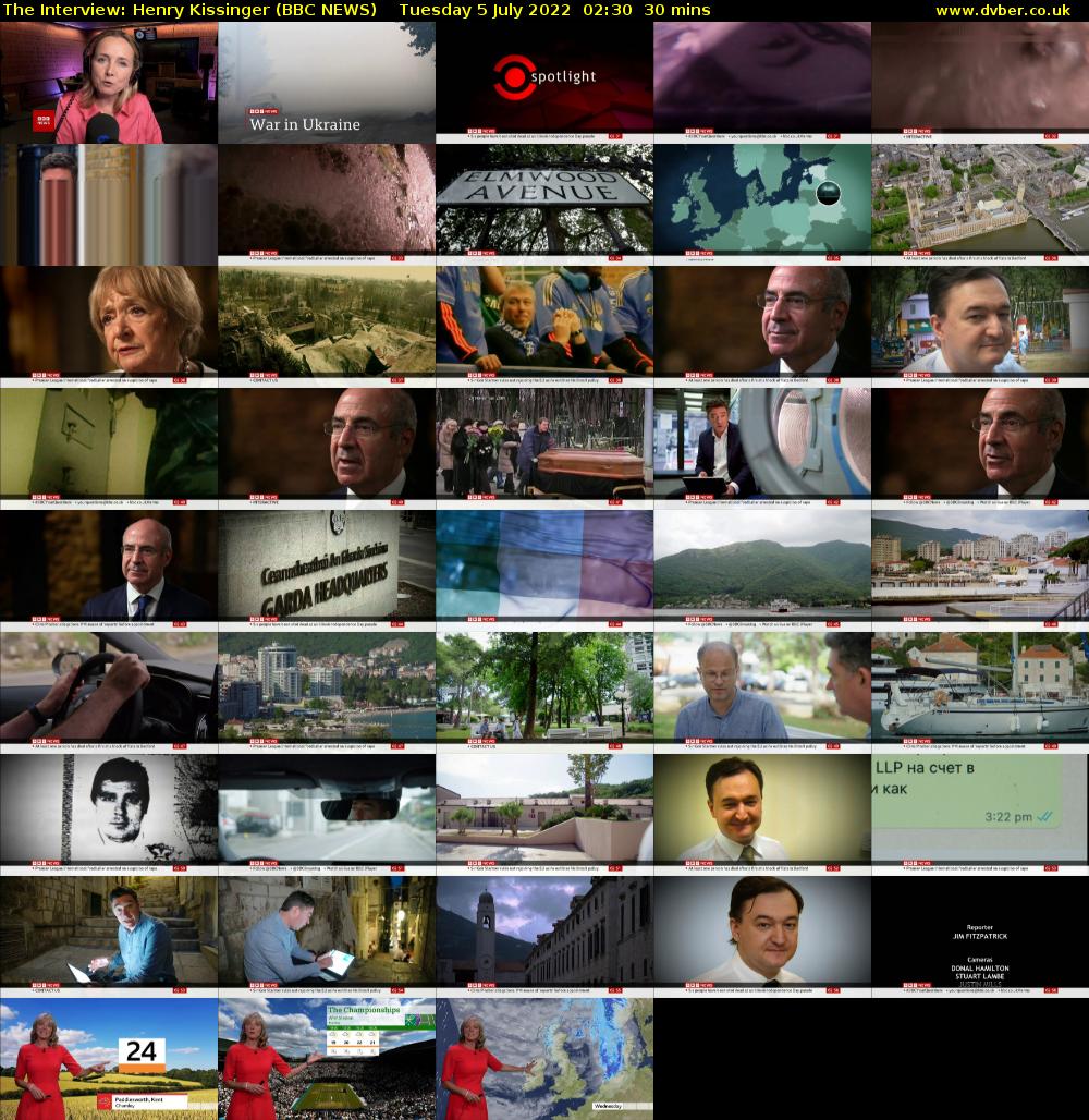 The Interview: Henry Kissinger (BBC NEWS) Tuesday 5 July 2022 02:30 - 03:00