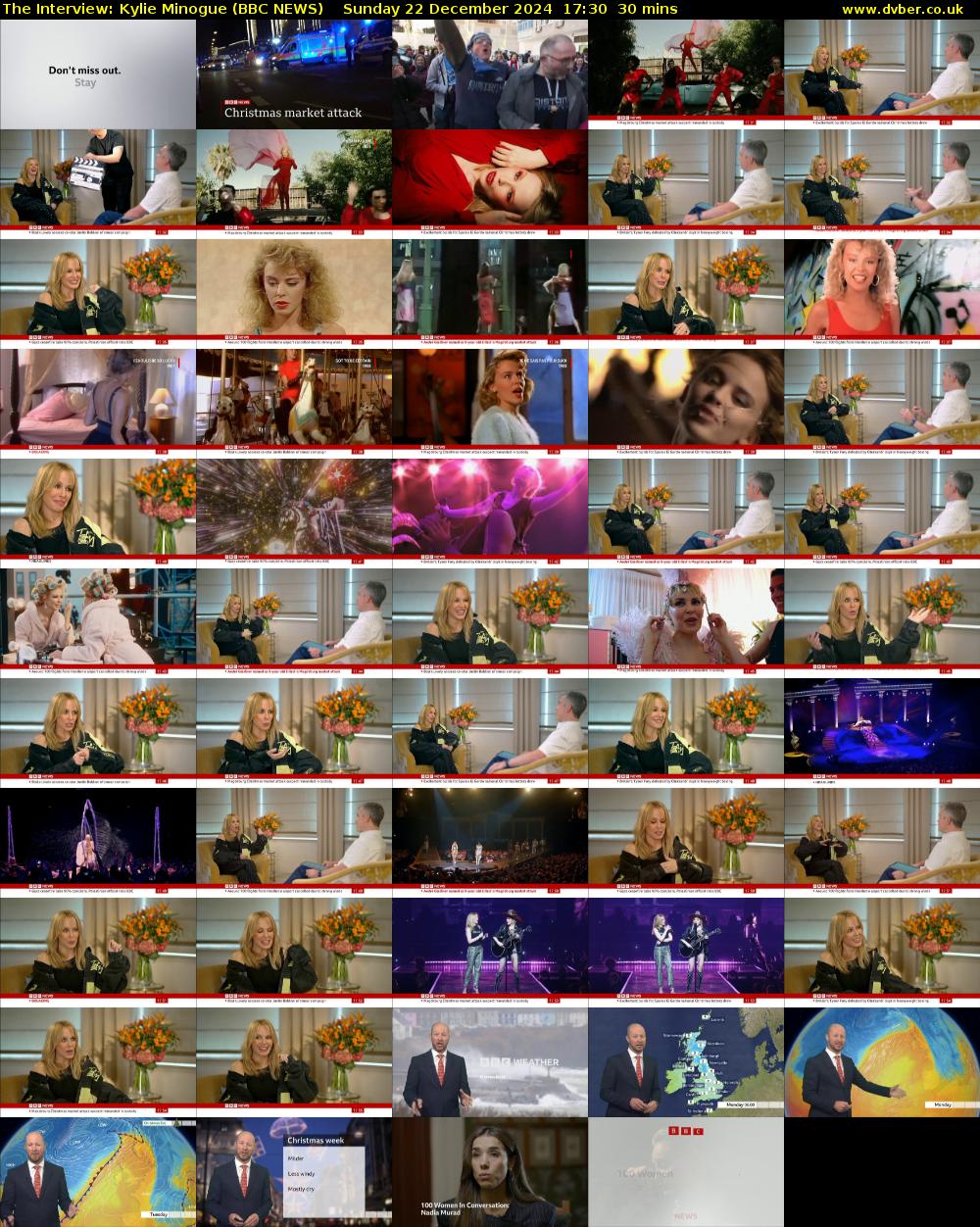 The Interview: Kylie Minogue (BBC NEWS) Sunday 22 December 2024 17:30 - 18:00