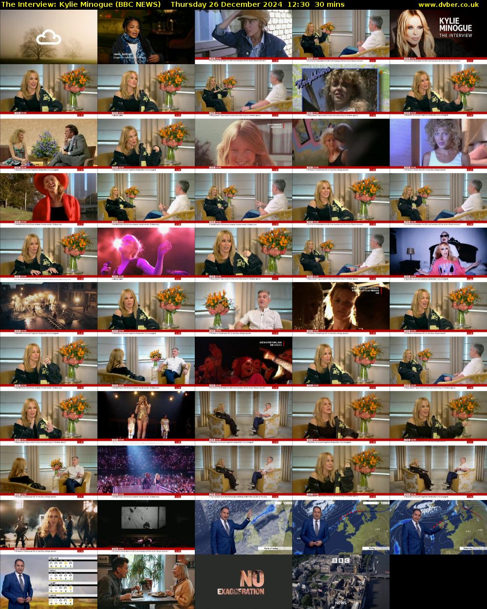 The Interview: Kylie Minogue (BBC NEWS) Thursday 26 December 2024 12:30 - 13:00