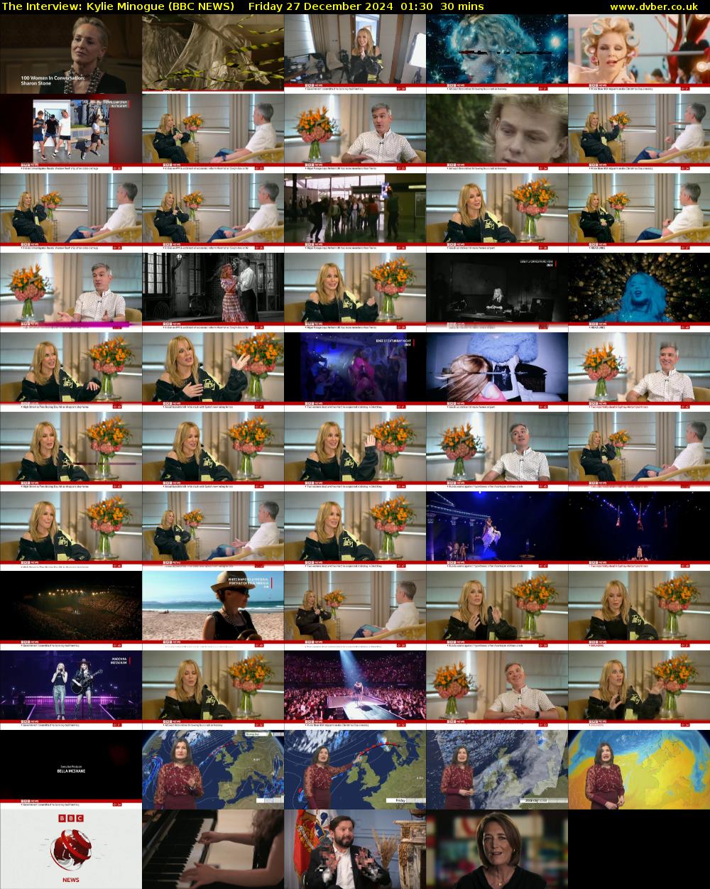 The Interview: Kylie Minogue (BBC NEWS) Friday 27 December 2024 01:30 - 02:00