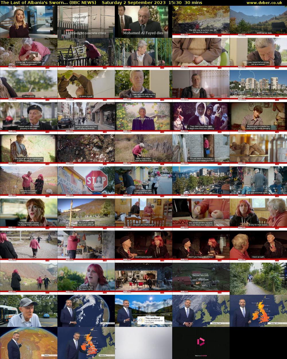The Last of Albania's Sworn... (BBC NEWS) Saturday 2 September 2023 15:30 - 16:00