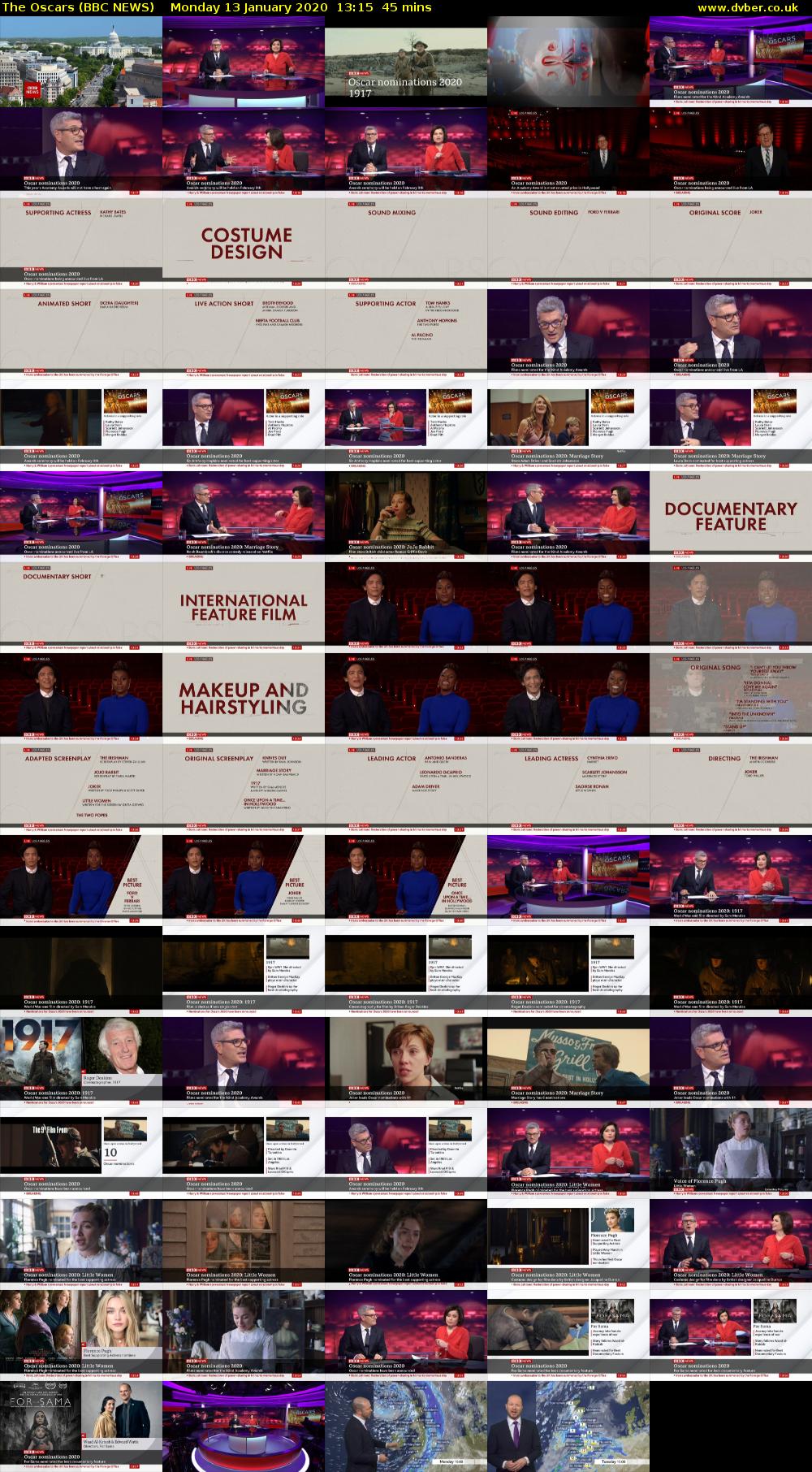 The Oscars (BBC NEWS) Monday 13 January 2020 13:15 - 14:00