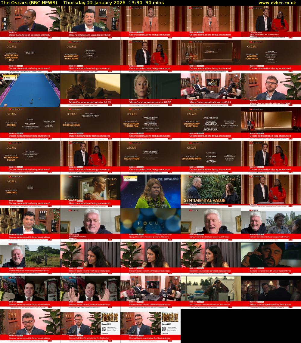 The Oscars (BBC NEWS) Thursday 22 January 2026 13:30 - 14:00