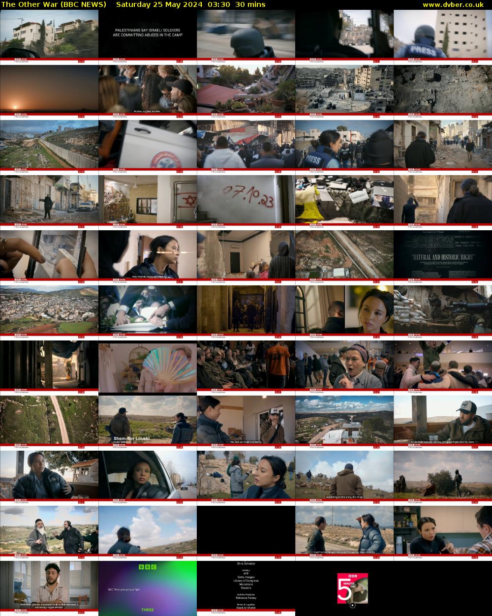 The Other War (BBC NEWS) Saturday 25 May 2024 03:30 - 04:00