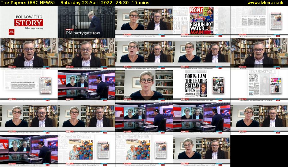 The Papers (BBC NEWS) Saturday 23 April 2022 23:30 - 23:45