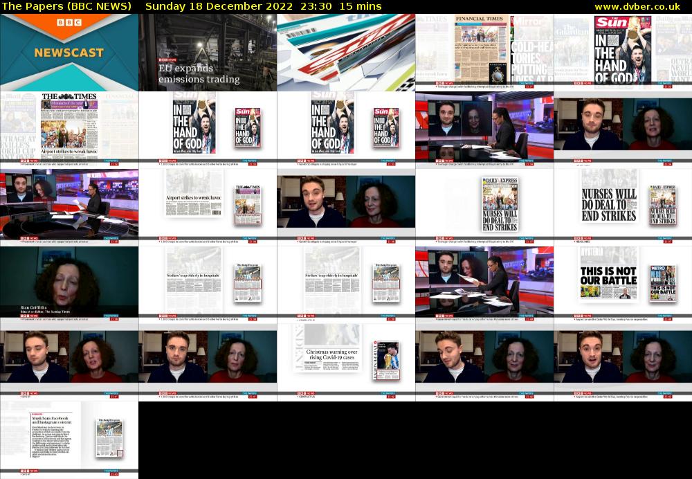 The Papers (BBC NEWS) Sunday 18 December 2022 23:30 - 23:45