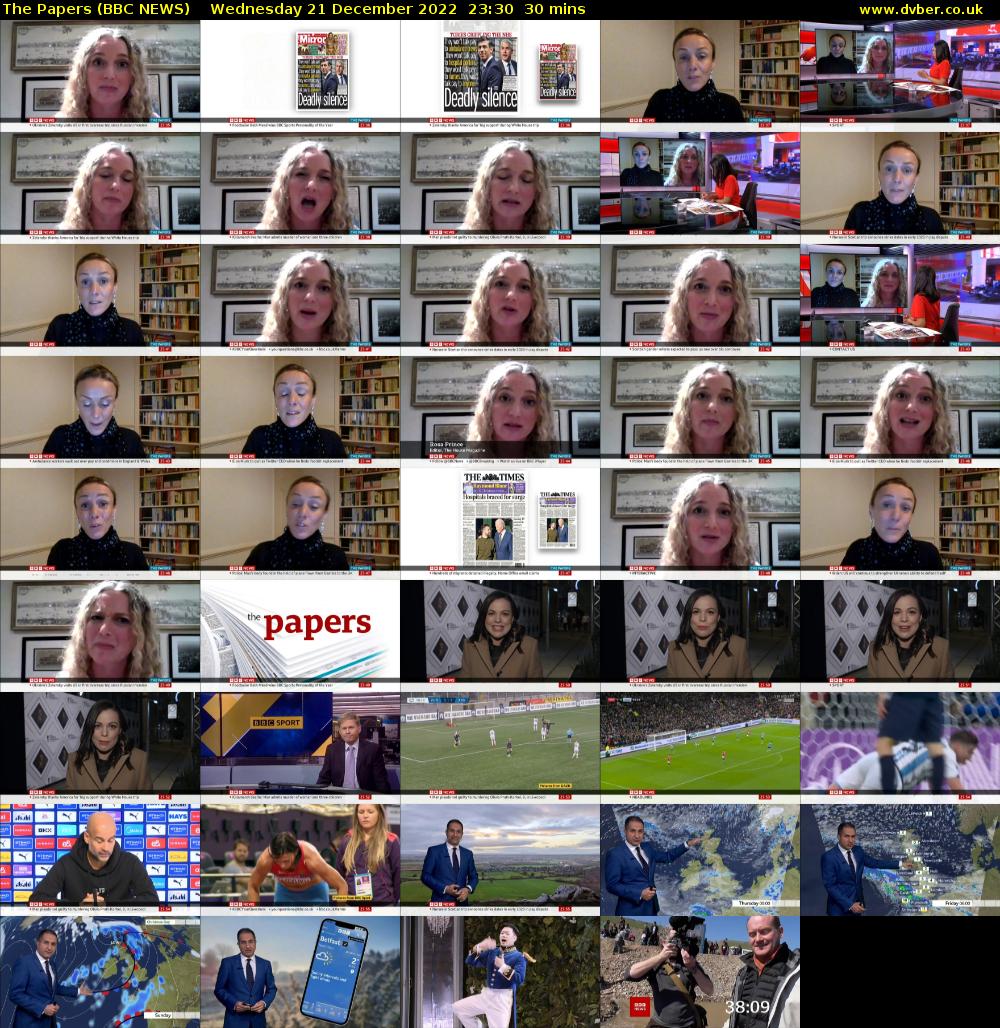 The Papers (BBC NEWS) Wednesday 21 December 2022 23:30 - 00:00