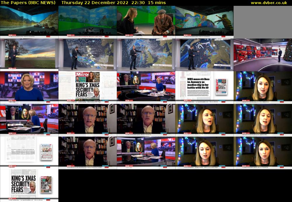 The Papers (BBC NEWS) Thursday 22 December 2022 22:30 - 22:45