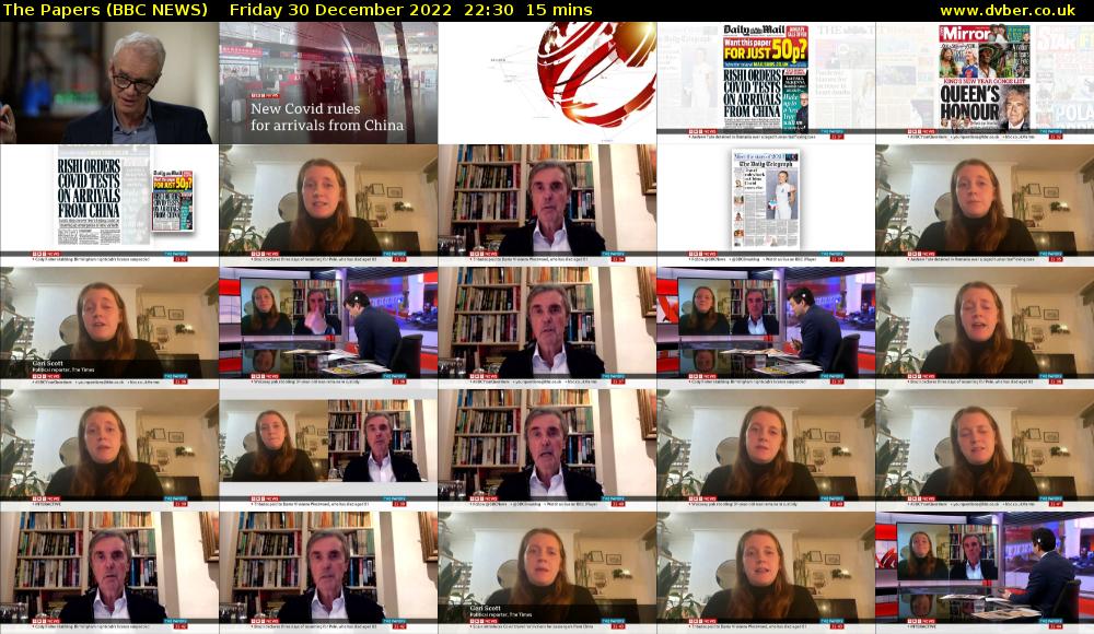 The Papers (BBC NEWS) Friday 30 December 2022 22:30 - 22:45