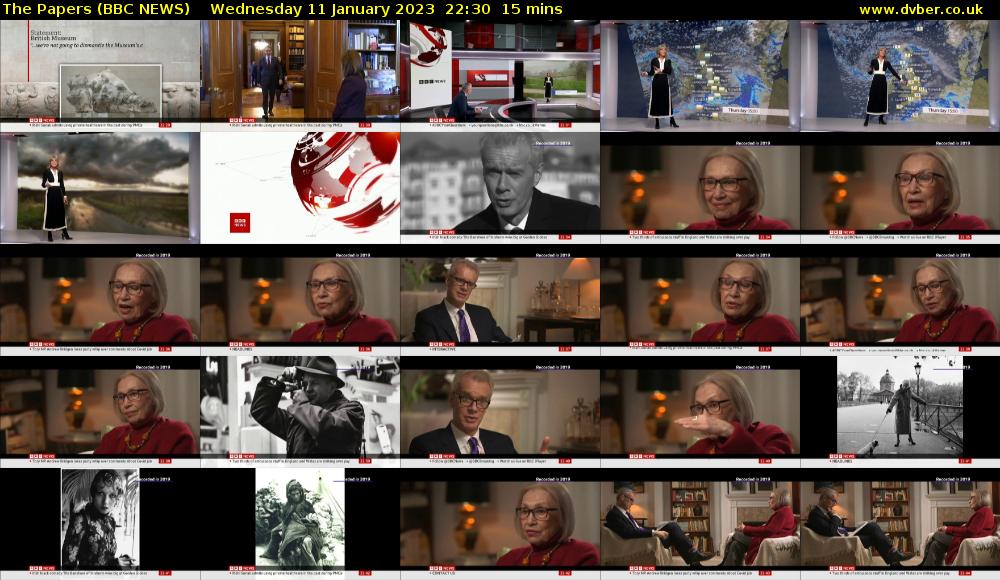 The Papers (BBC NEWS) Wednesday 11 January 2023 22:30 - 22:45