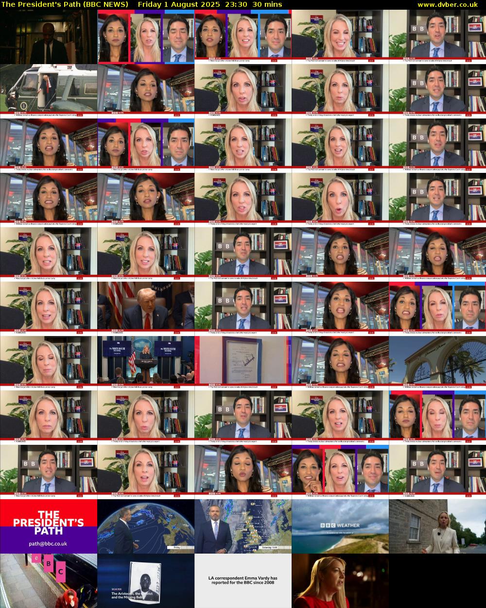 The President's Path (BBC NEWS) Friday 1 August 2025 23:30 - 00:00