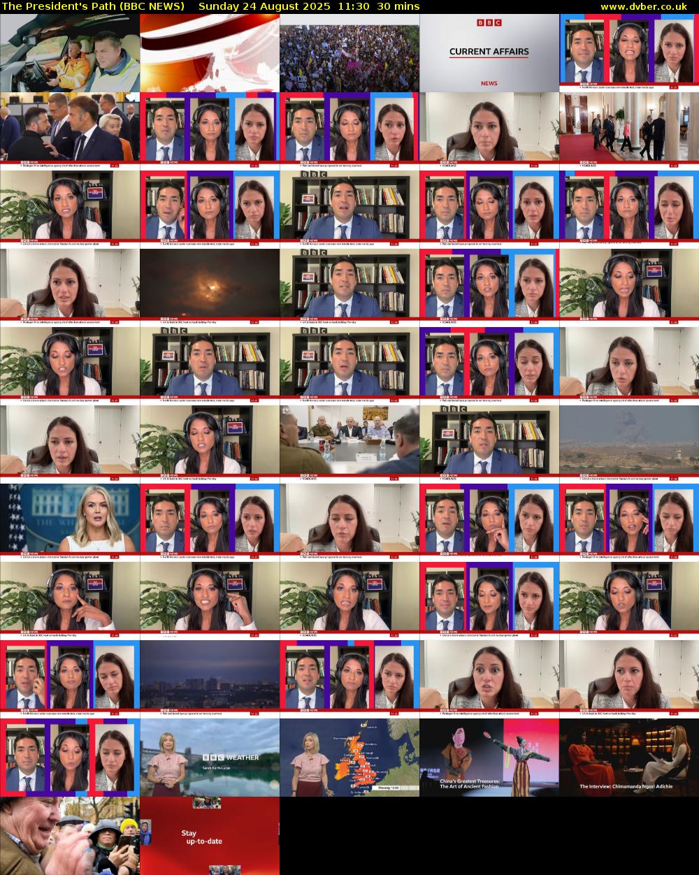 The President's Path (BBC NEWS) Sunday 24 August 2025 11:30 - 12:00