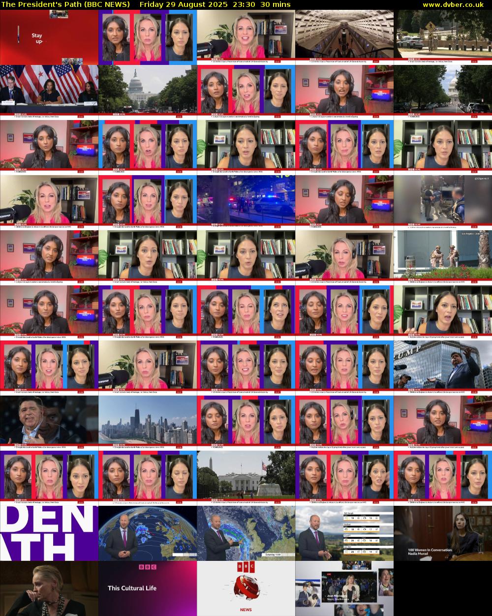The President's Path (BBC NEWS) Friday 29 August 2025 23:30 - 00:00
