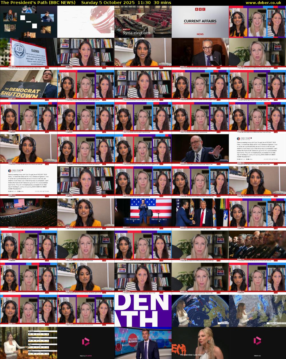 The President's Path (BBC NEWS) Sunday 5 October 2025 11:30 - 12:00