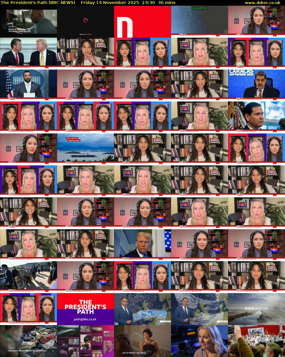 The President's Path (BBC NEWS) Friday 14 November 2025 23:30 - 00:00