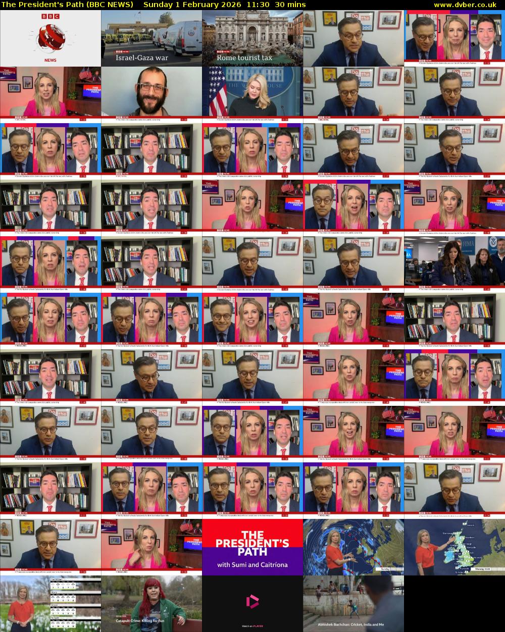 The President's Path (BBC NEWS) Sunday 1 February 2026 11:30 - 12:00