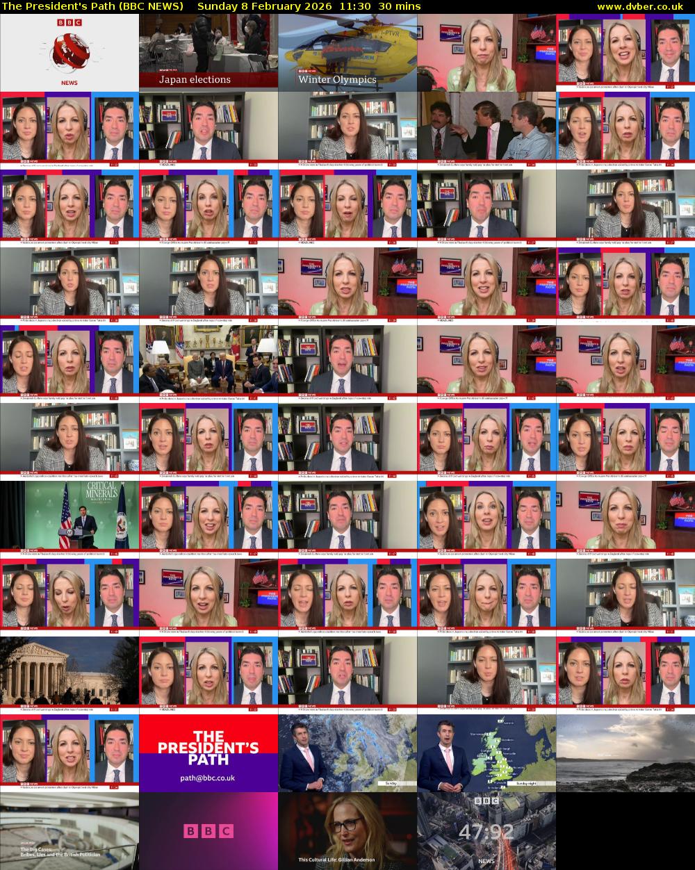 The President's Path (BBC NEWS) Sunday 8 February 2026 11:30 - 12:00