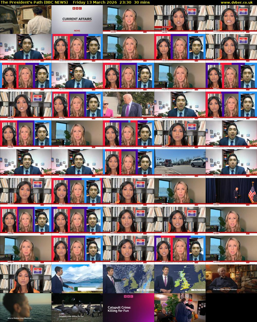 The President's Path (BBC NEWS) Friday 13 March 2026 23:30 - 00:00