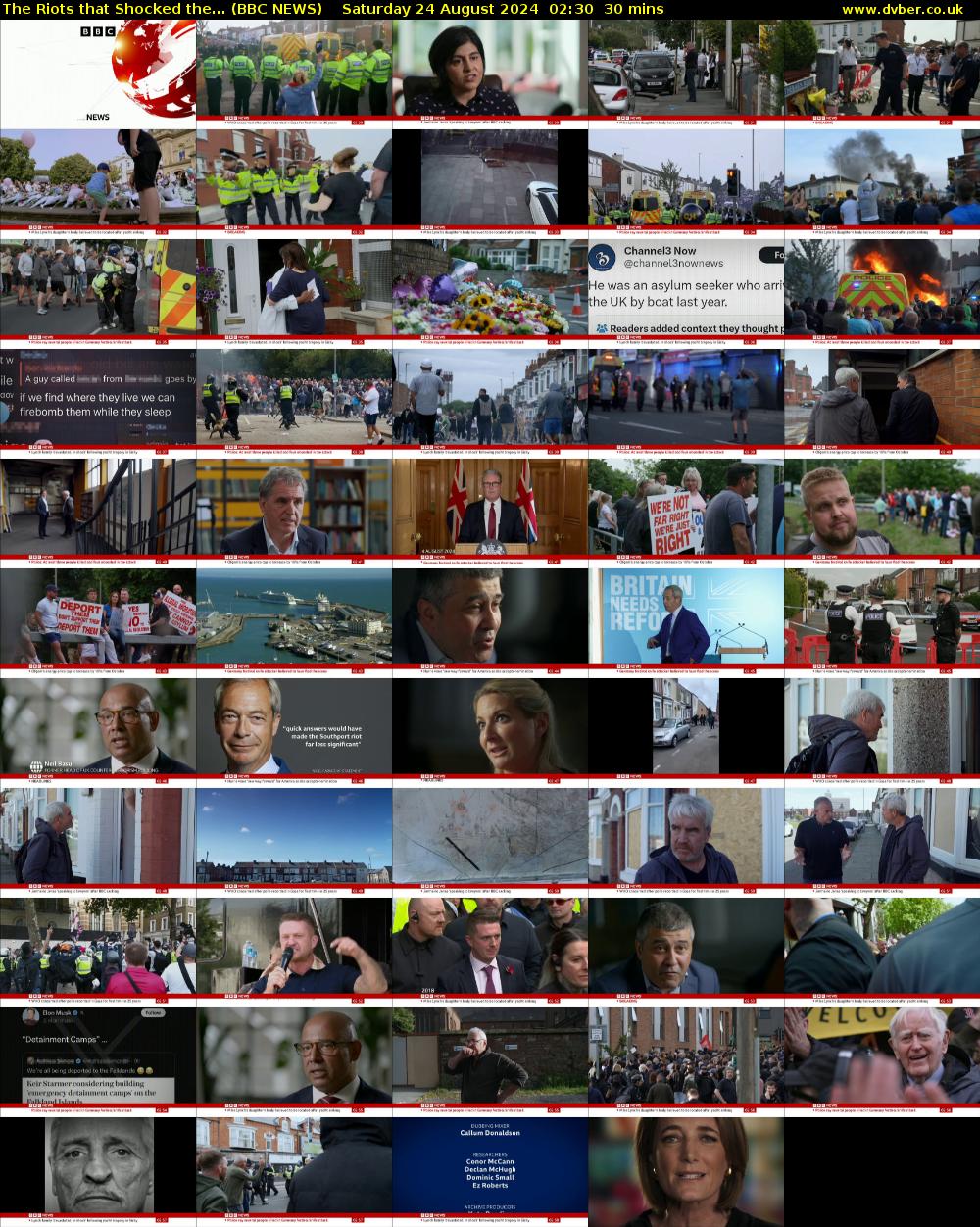 The Riots that Shocked the... (BBC NEWS) Saturday 24 August 2024 02:30 - 03:00