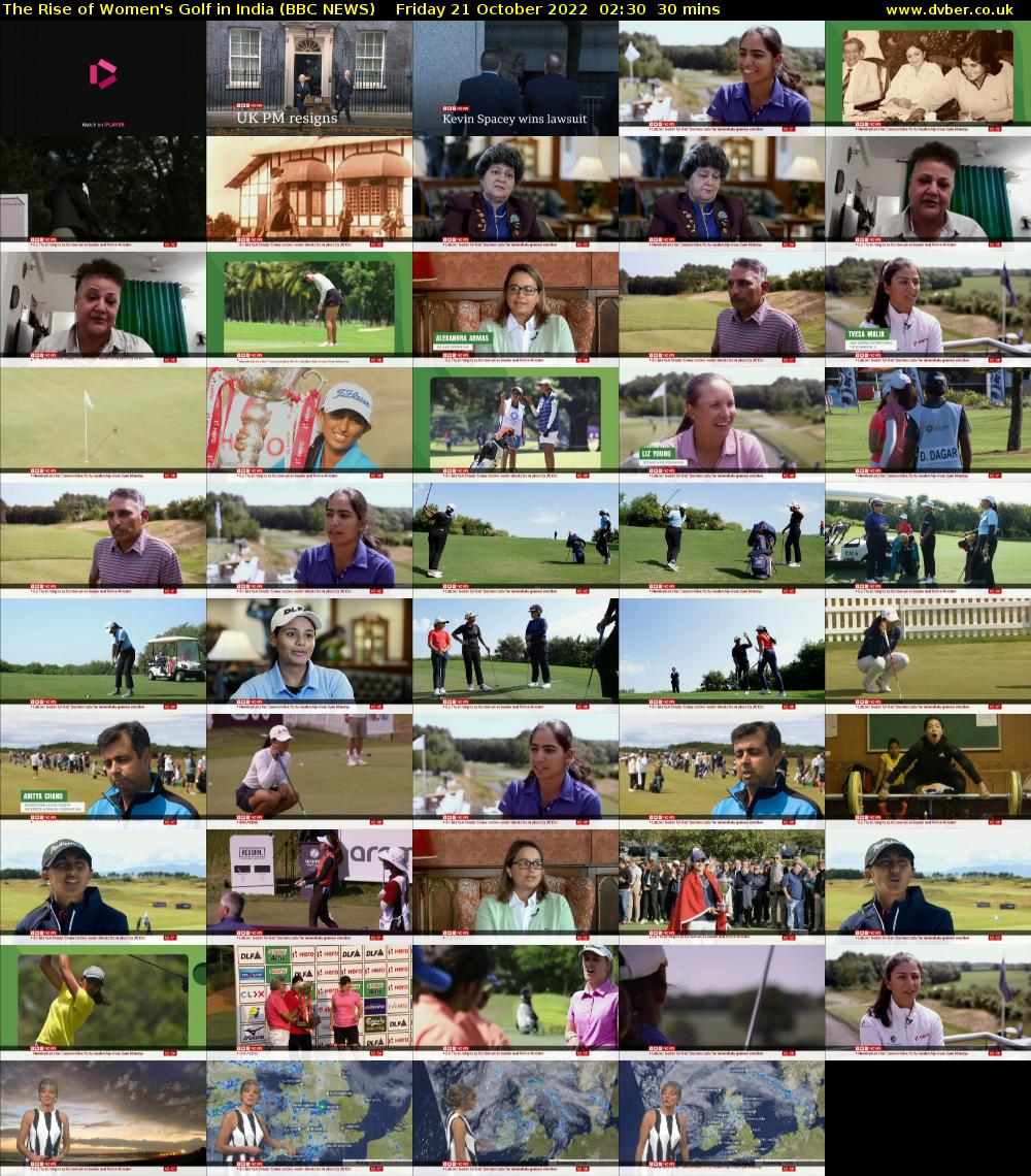 The Rise of Women's Golf in India (BBC NEWS) Friday 21 October 2022 02:30 - 03:00