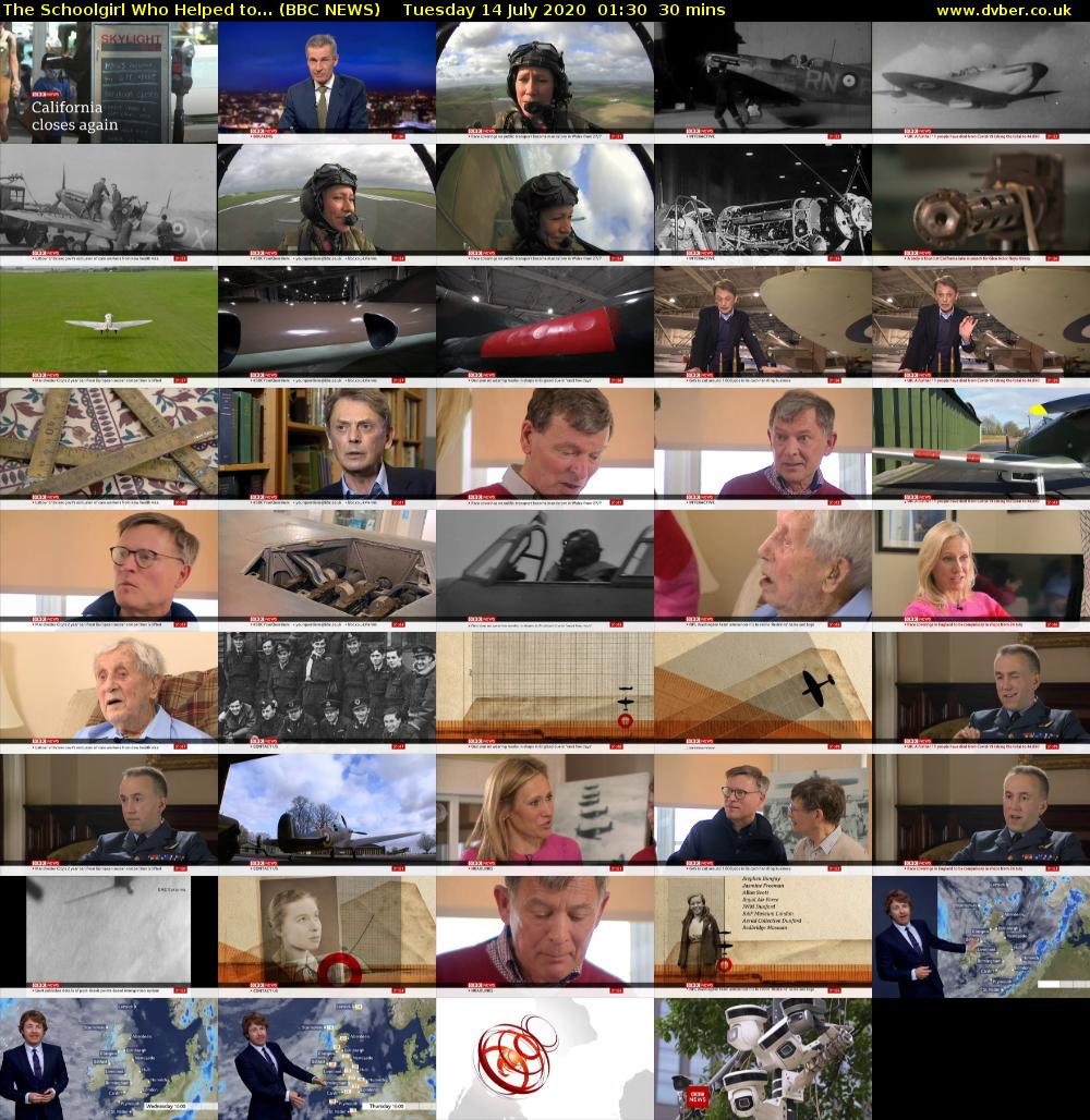 The Schoolgirl Who Helped to... (BBC NEWS) Tuesday 14 July 2020 01:30 - 02:00