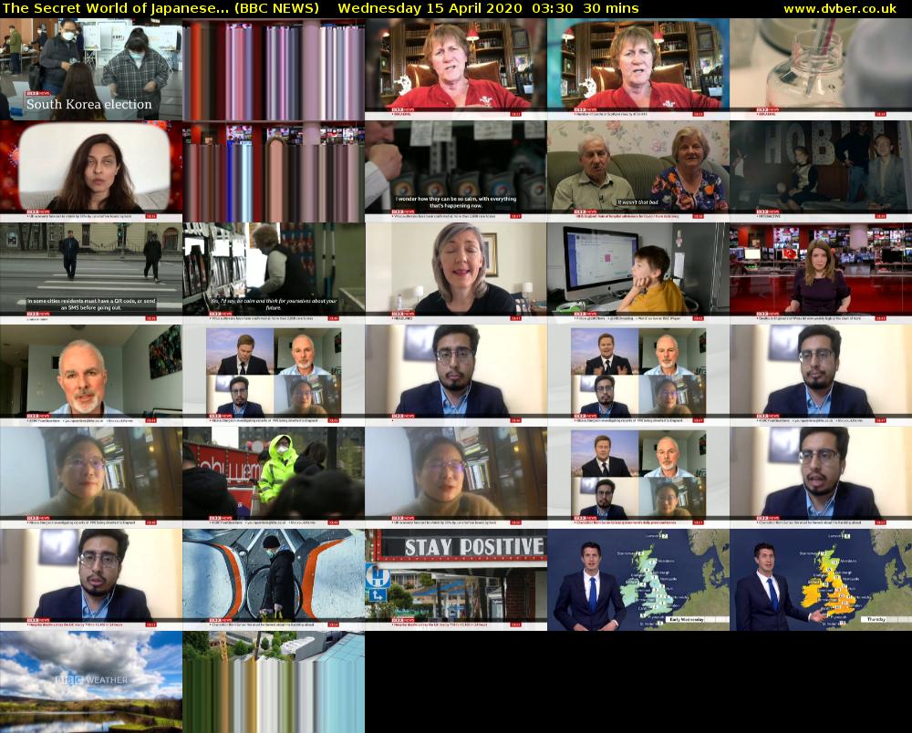 The Secret World of Japanese... (BBC NEWS) Wednesday 15 April 2020 03:30 - 04:00
