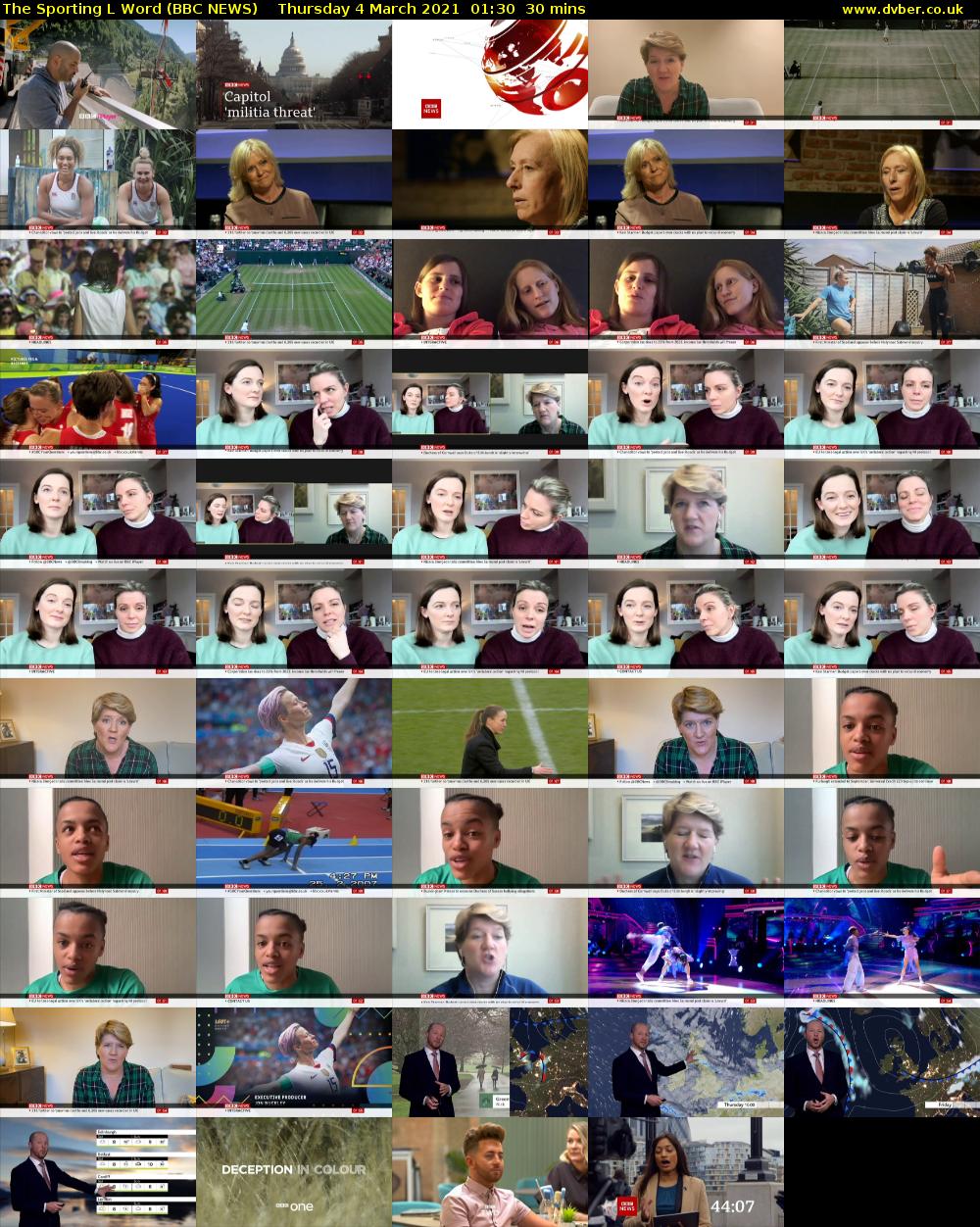 The Sporting L Word (BBC NEWS) Thursday 4 March 2021 01:30 - 02:00