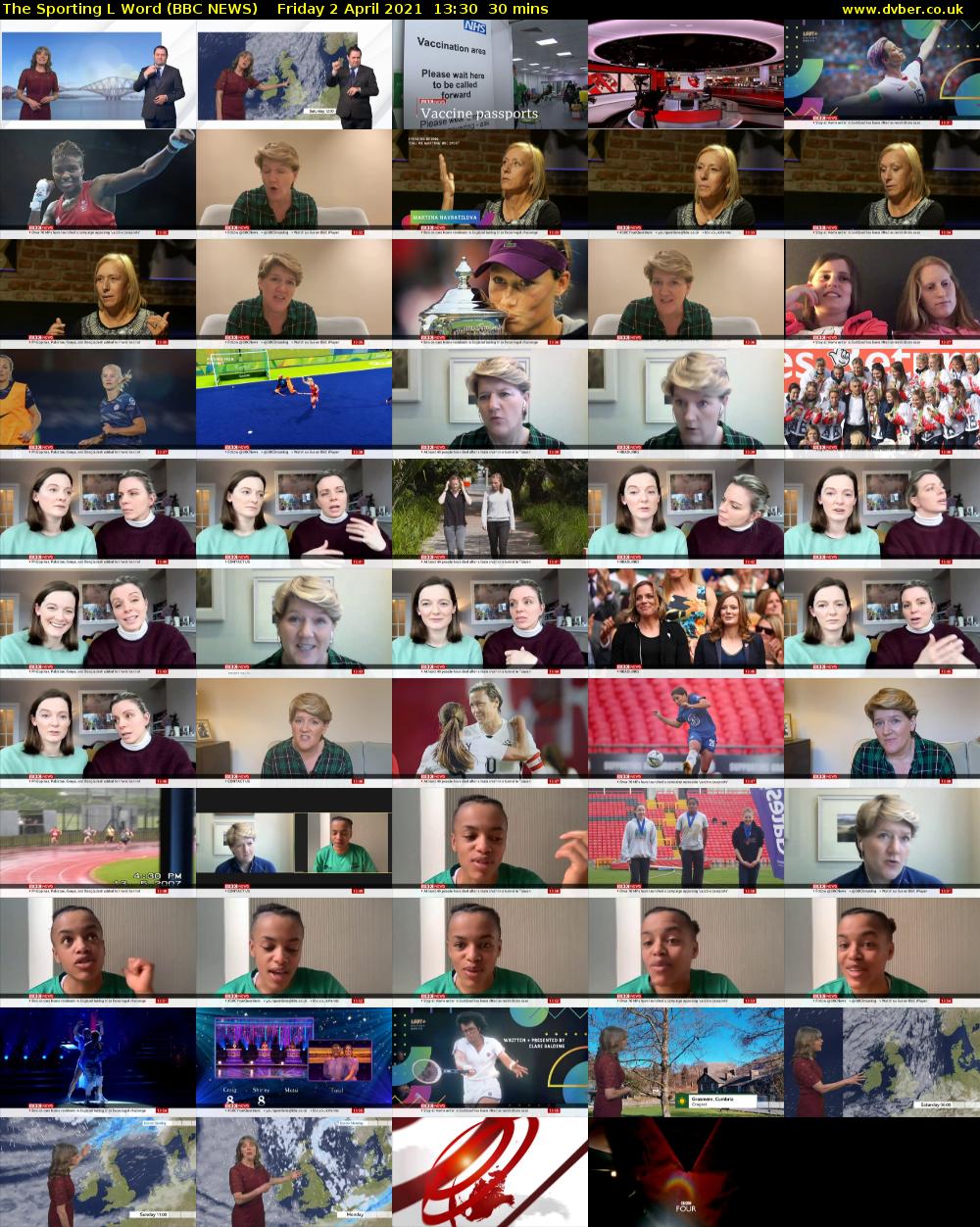 The Sporting L Word (BBC NEWS) Friday 2 April 2021 13:30 - 14:00
