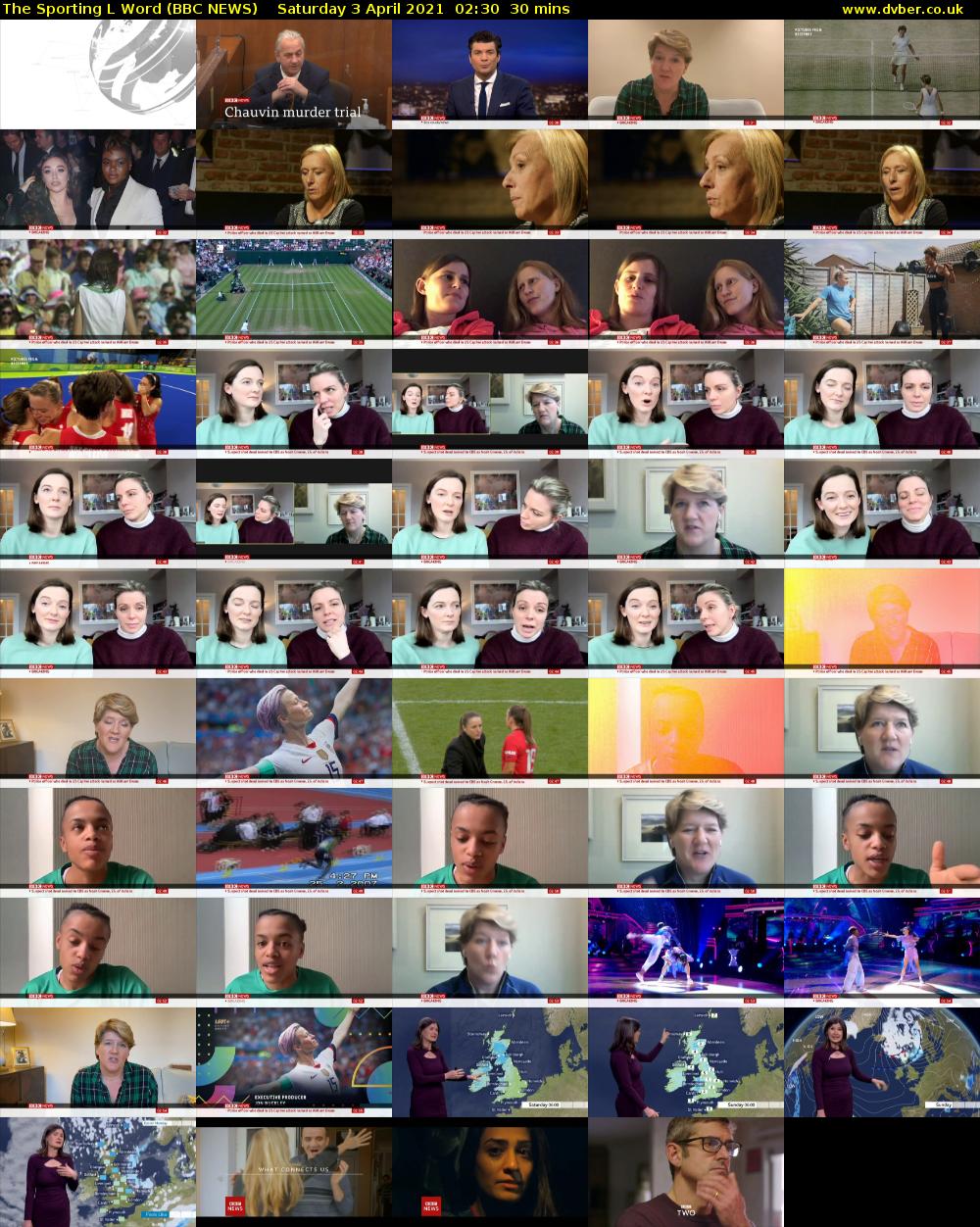 The Sporting L Word (BBC NEWS) Saturday 3 April 2021 02:30 - 03:00