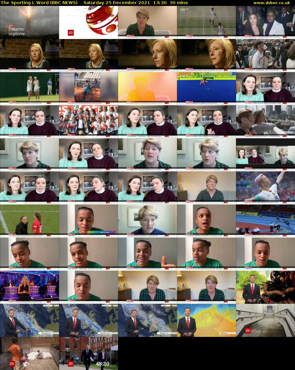 The Sporting L Word (BBC NEWS) Saturday 25 December 2021 13:30 - 14:00