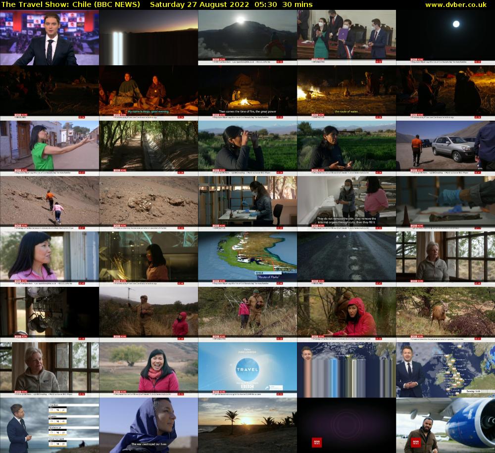 The Travel Show: Chile (BBC NEWS) Saturday 27 August 2022 05:30 - 06:00