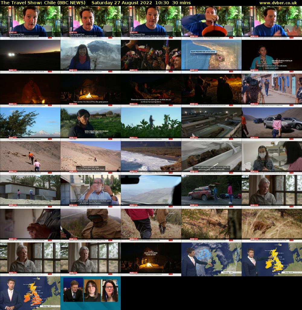 The Travel Show: Chile (BBC NEWS) Saturday 27 August 2022 10:30 - 11:00