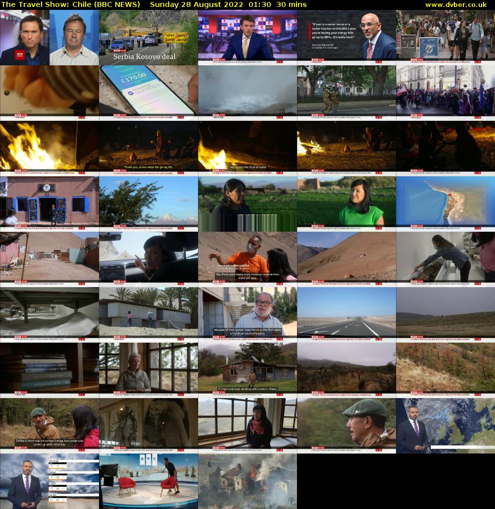 The Travel Show: Chile (BBC NEWS) Sunday 28 August 2022 01:30 - 02:00