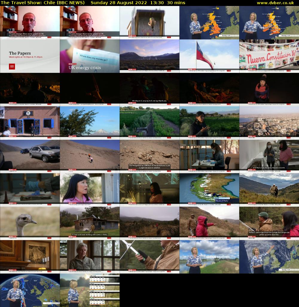 The Travel Show: Chile (BBC NEWS) Sunday 28 August 2022 13:30 - 14:00