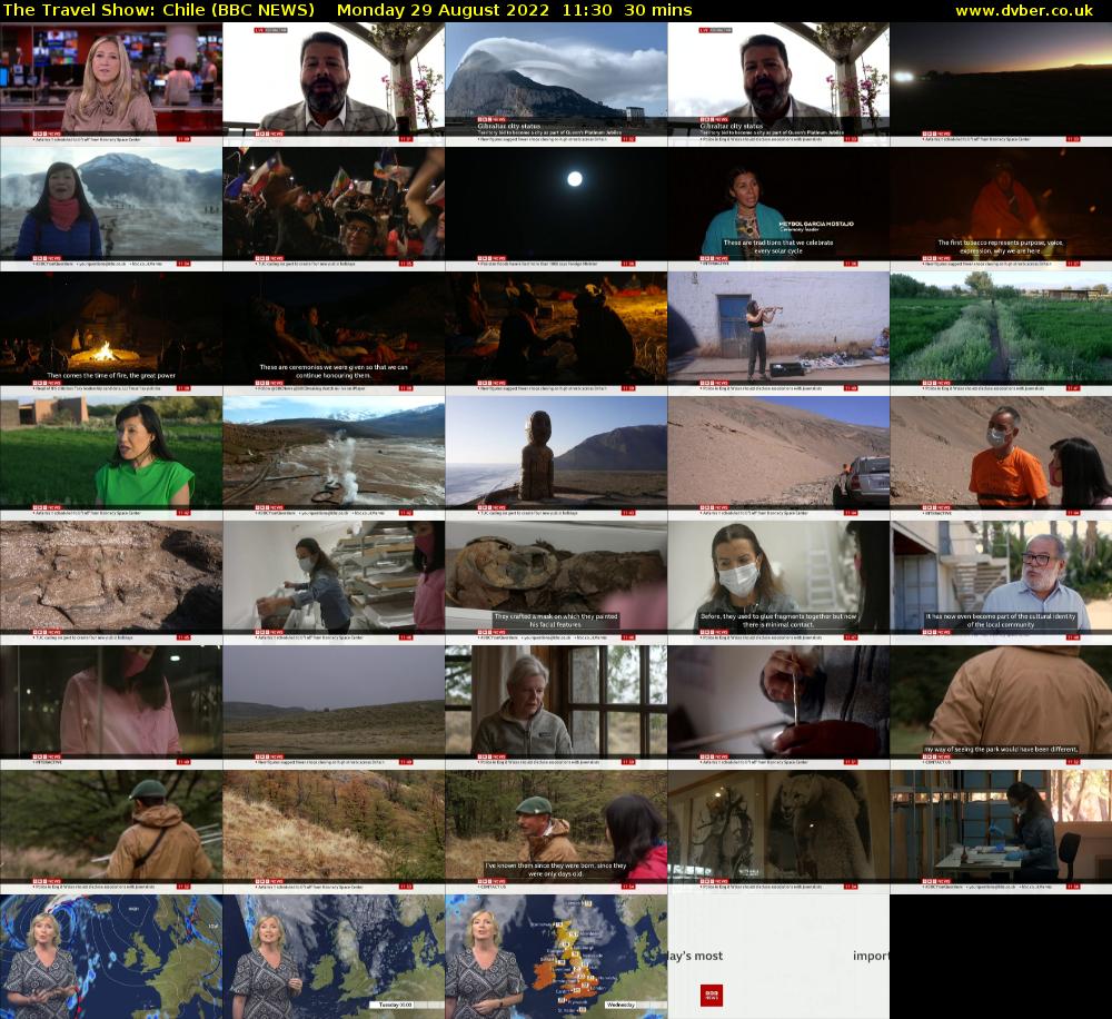 The Travel Show: Chile (BBC NEWS) Monday 29 August 2022 11:30 - 12:00