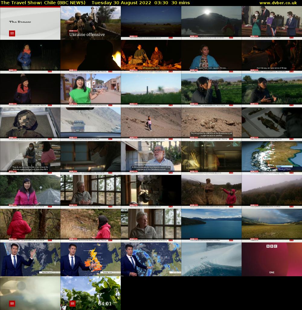 The Travel Show: Chile (BBC NEWS) Tuesday 30 August 2022 03:30 - 04:00