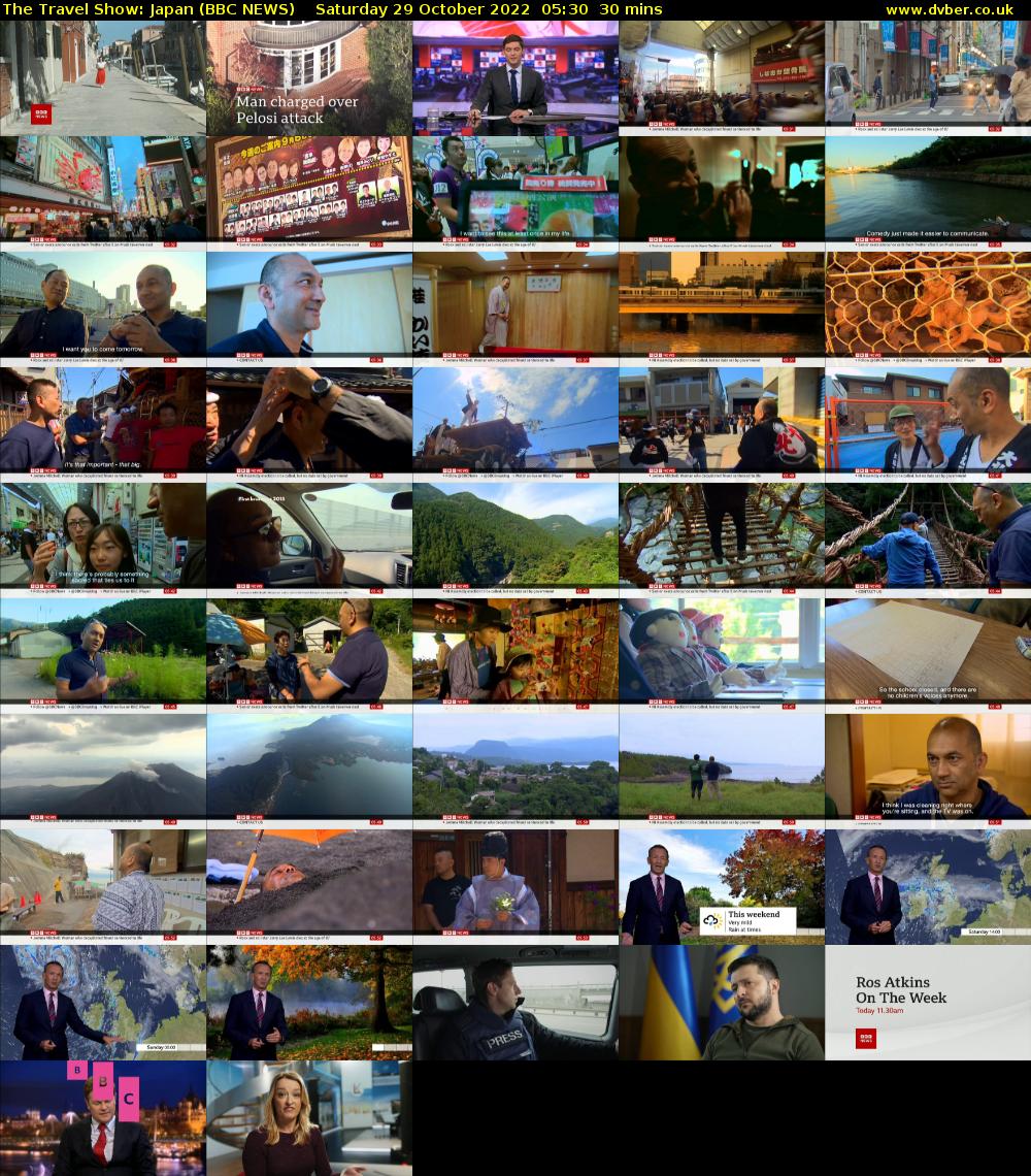 The Travel Show: Japan (BBC NEWS) Saturday 29 October 2022 05:30 - 06:00