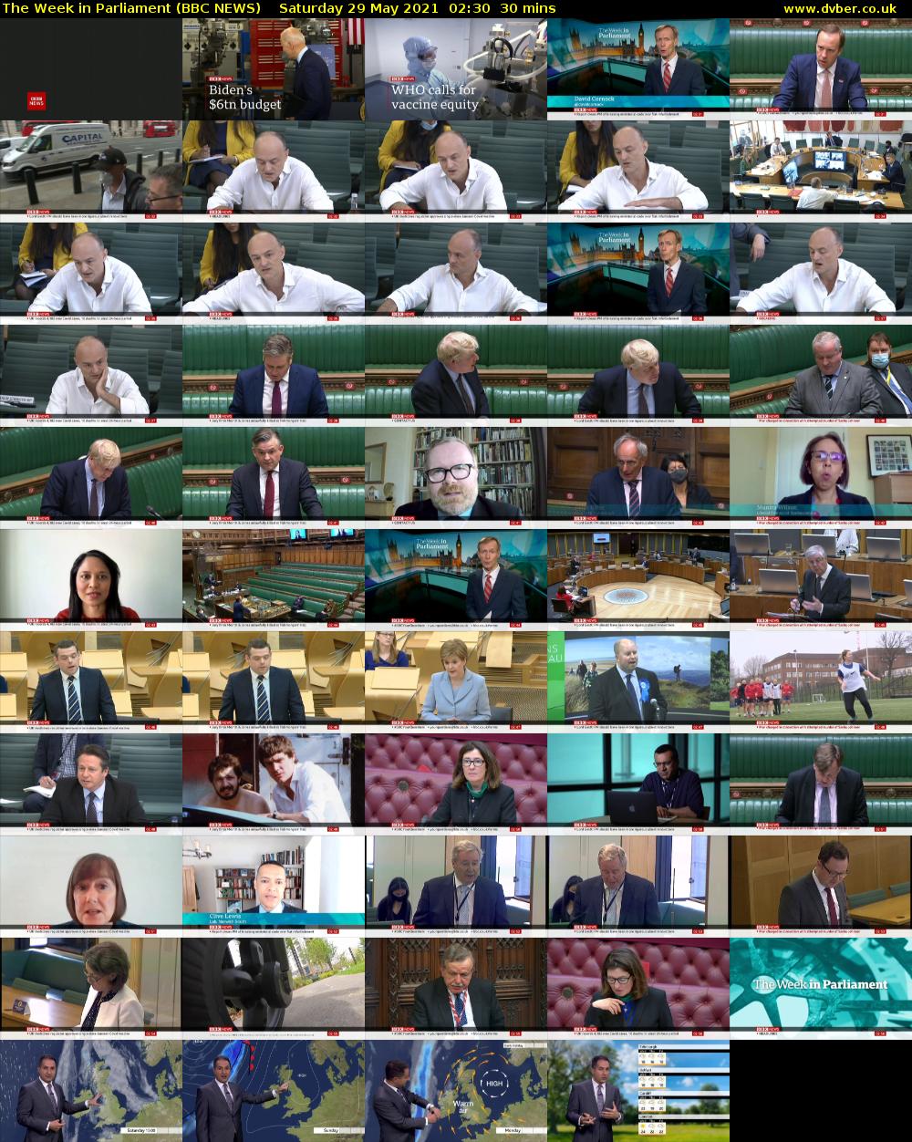 The Week in Parliament (BBC NEWS) Saturday 29 May 2021 02:30 - 03:00