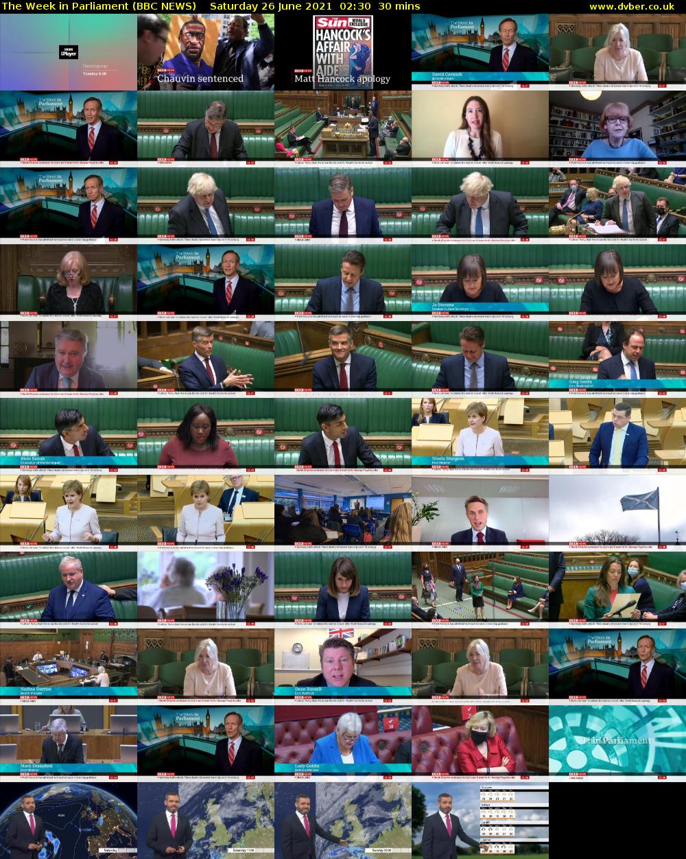 The Week in Parliament (BBC NEWS) Saturday 26 June 2021 02:30 - 03:00