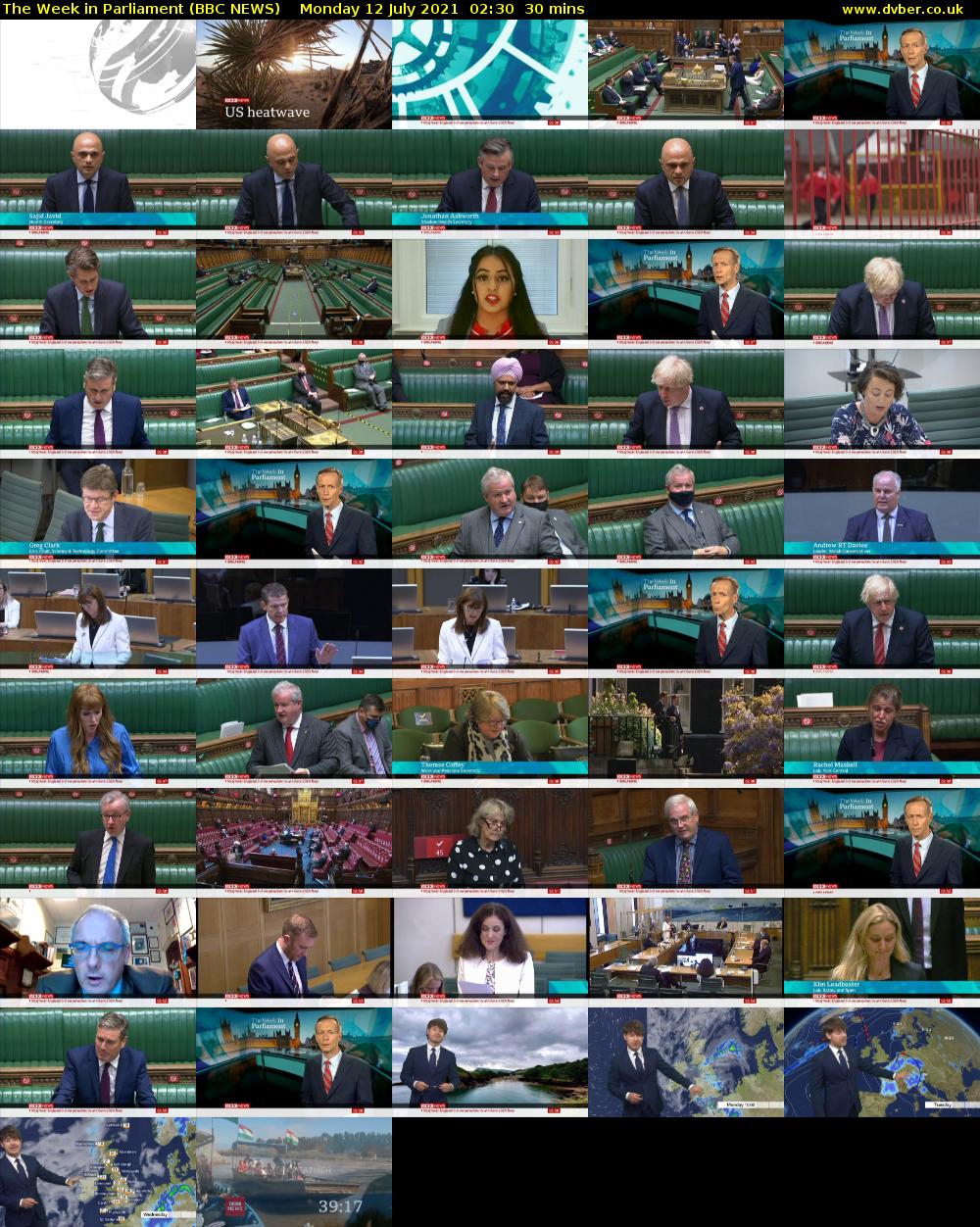 The Week in Parliament (BBC NEWS) Monday 12 July 2021 02:30 - 03:00