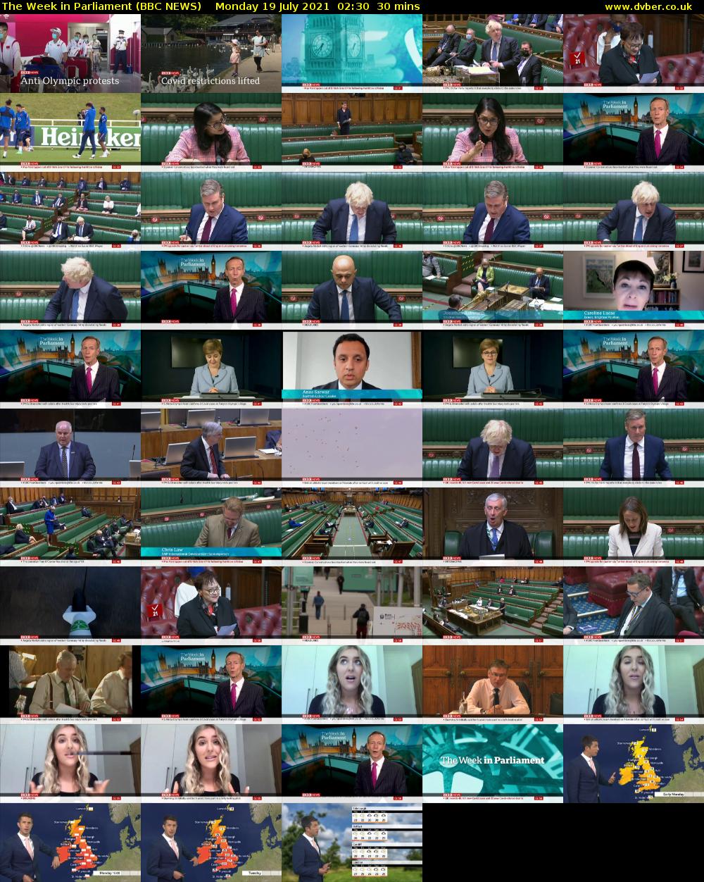 The Week in Parliament (BBC NEWS) Monday 19 July 2021 02:30 - 03:00