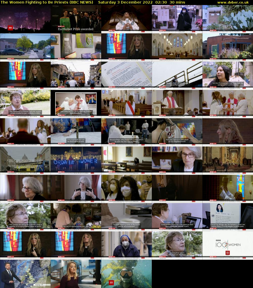 The Women Fighting to Be Priests (BBC NEWS) Saturday 3 December 2022 02:30 - 03:00