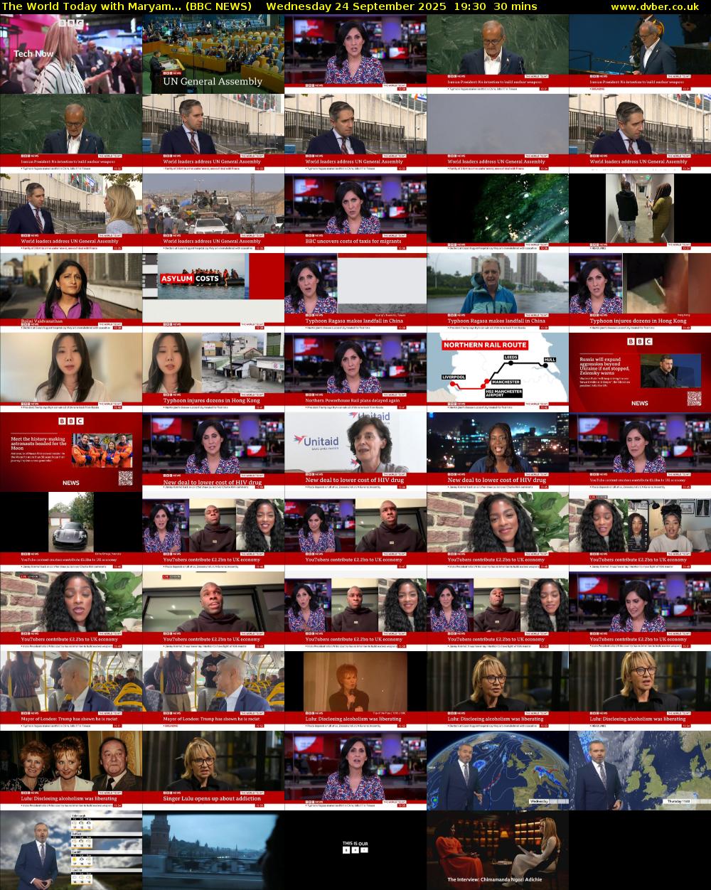 The World Today with Maryam... (BBC NEWS) Wednesday 24 September 2025 19:30 - 20:00