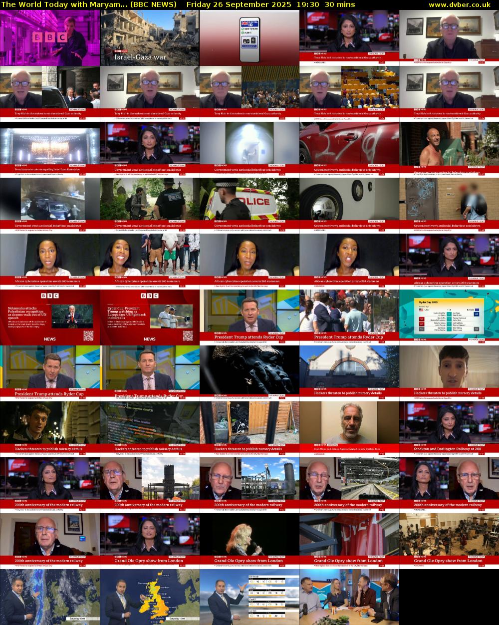 The World Today with Maryam... (BBC NEWS) Friday 26 September 2025 19:30 - 20:00