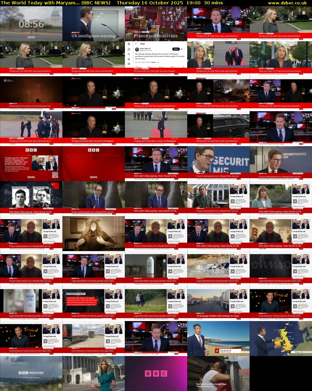 The World Today with Maryam... (BBC NEWS) Thursday 16 October 2025 19:00 - 19:30