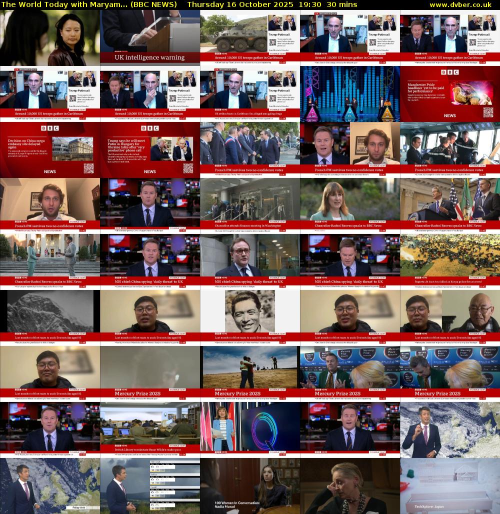 The World Today with Maryam... (BBC NEWS) Thursday 16 October 2025 19:30 - 20:00