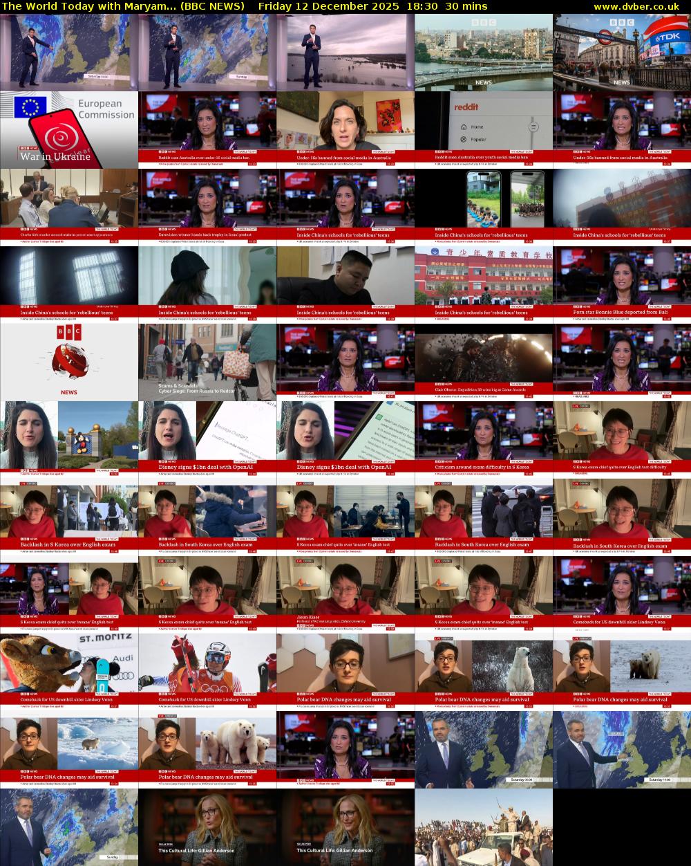 The World Today with Maryam... (BBC NEWS) Friday 12 December 2025 18:30 - 19:00