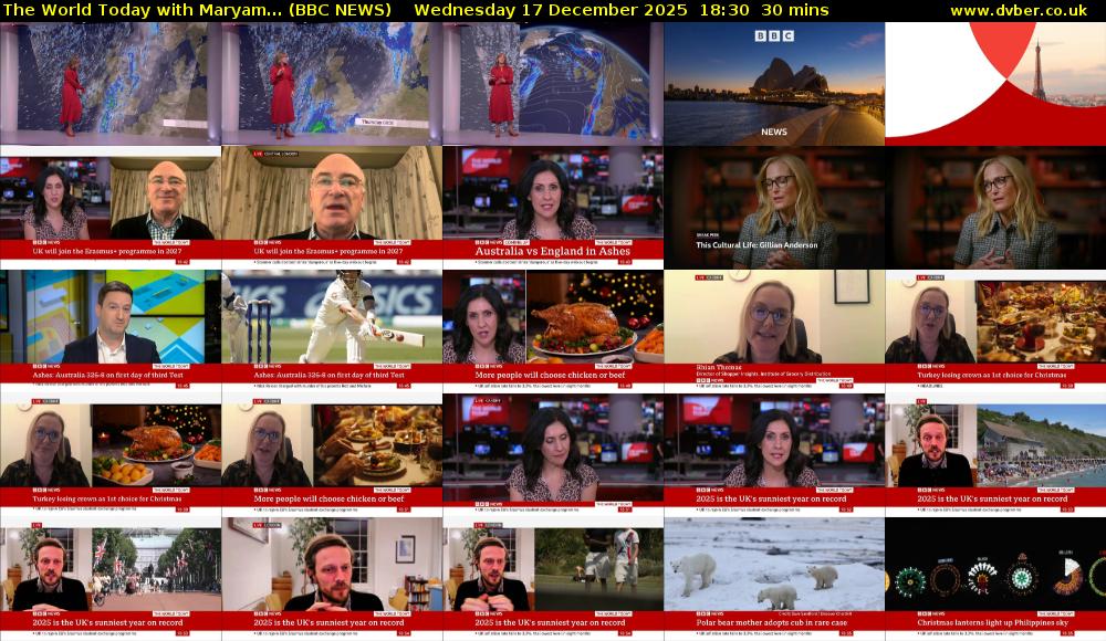 The World Today with Maryam... (BBC NEWS) Wednesday 17 December 2025 18:30 - 19:00