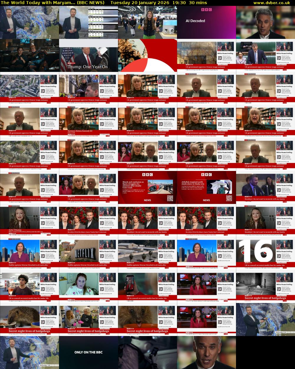 The World Today with Maryam... (BBC NEWS) Tuesday 20 January 2026 19:30 - 20:00