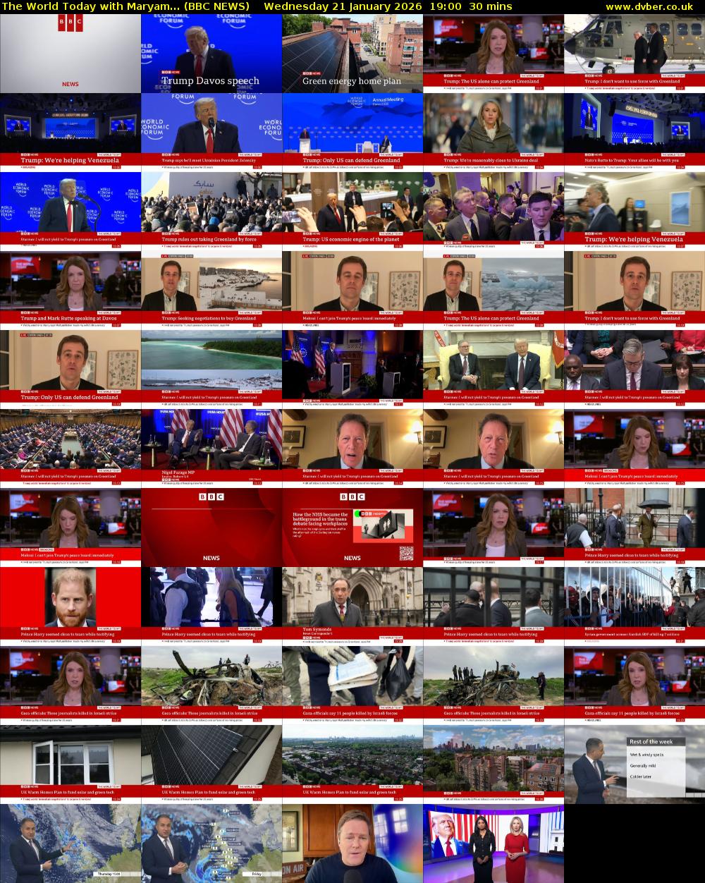 The World Today with Maryam... (BBC NEWS) Wednesday 21 January 2026 19:00 - 19:30